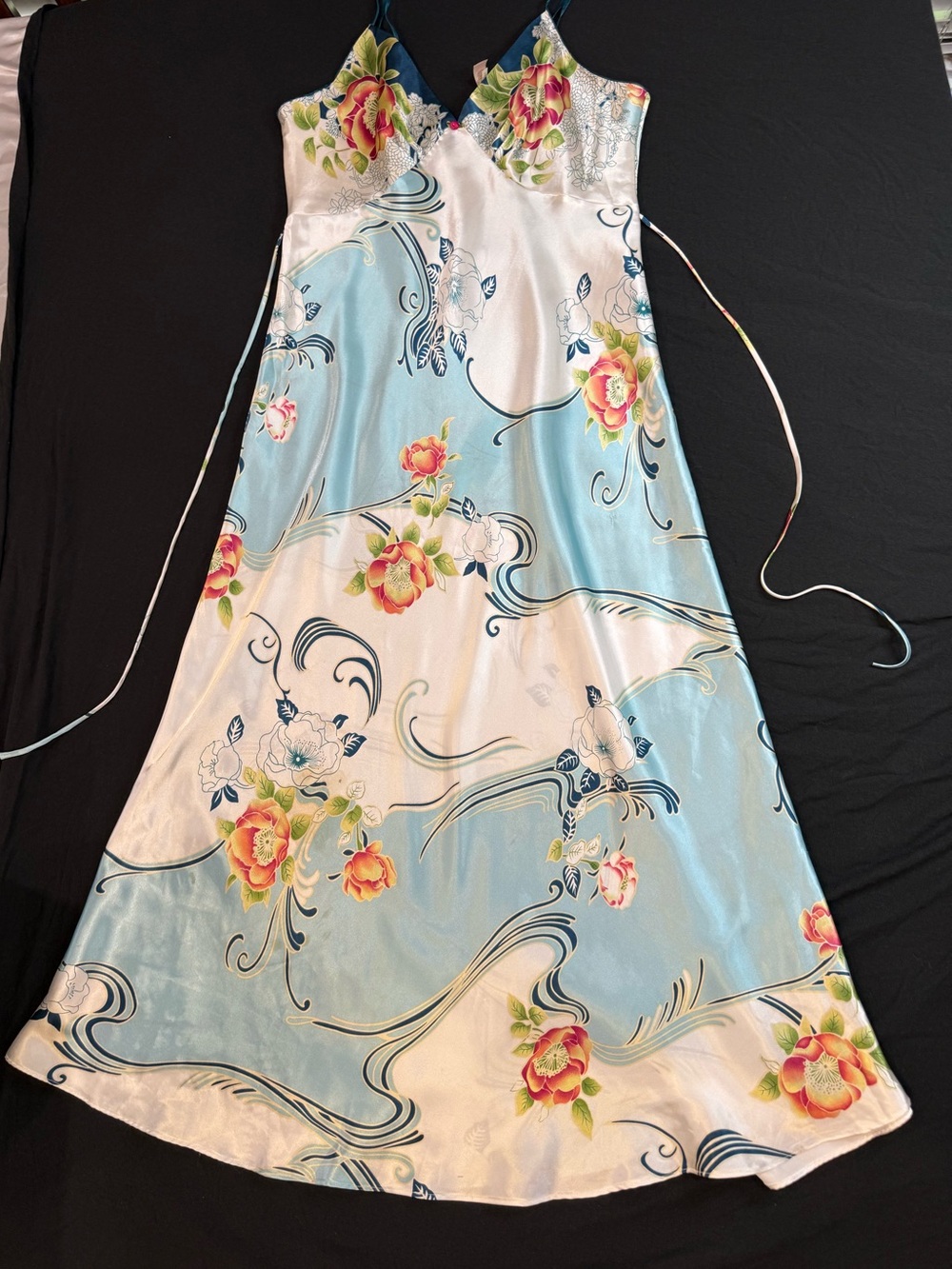 Oscar de la Renta Pink Label Teal, Pink & Cream Floral Slip